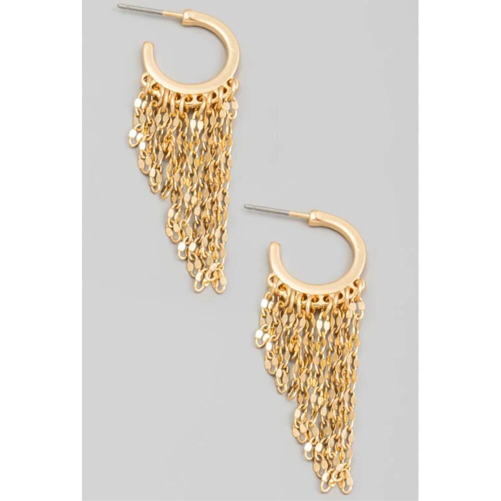 AREA STARS 14k gold plates hoop dangle chain link earrings